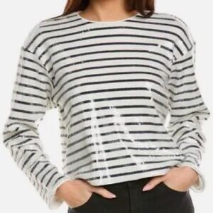 Frame Sequins NWT Black and White Striped Long Sleeve Top